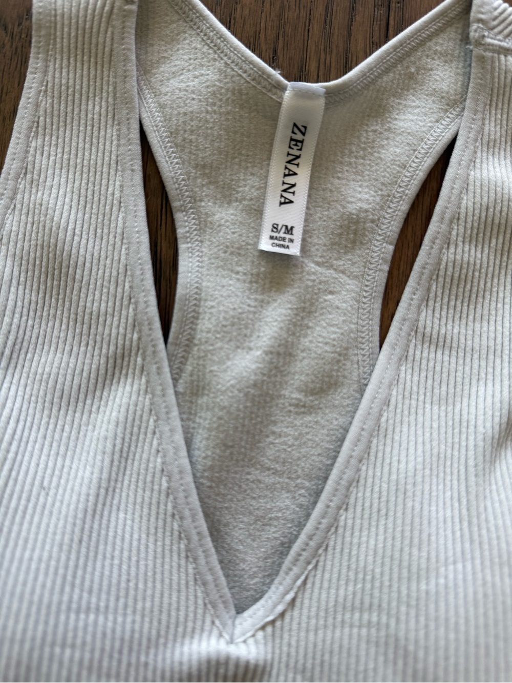 NEW Zenana Ribbed Crop Racerback Tank Top - Bone - Picture 2 of 10
